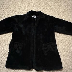 Kids Black Faux Fur Coat